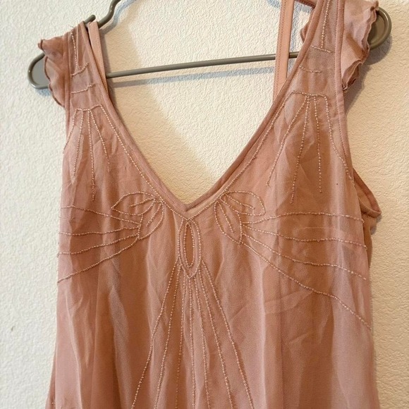 Vintage Y2K asymmetrical fairy babydoll dress w/ beaded art deco design size 10 - Picture 3 of 8